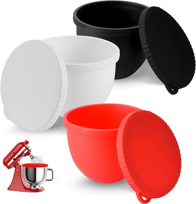 ANABIUP 5 Qt Kitchen-aid Mixer Silicone Bowl Liners with Lids, 3-Pack Extra-Thick 2mm Kitchen-aid silicone bowl insert, Precision Fit for Tilt-Head, Quick Replacement & Easy Clean - Image 1